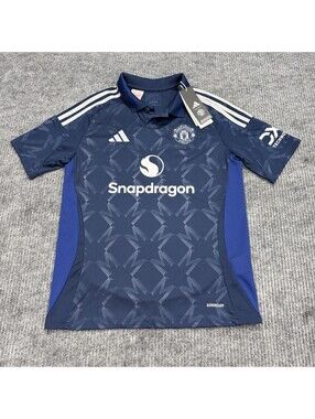 NWT Adidas Manchester United Blue Jersey Youth Size L 13-14Y Soccer Futbol Shirt
